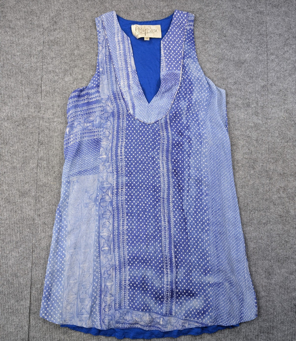 Rory Beca Silk Dress Womens XS Blue Chiffon Lightweight Resort Tropical Beach